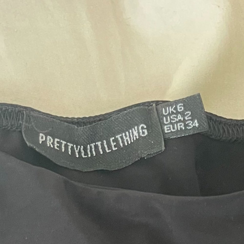 PRETTY LITTLE THING (PLT)  BLACK HIGH LEG BODYSUIT (size 2- small) New no tags - Picture 7 of 7